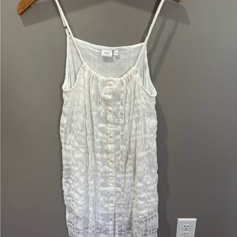 Onia White Swim Cover-up with adjustable straps.  Medium size.